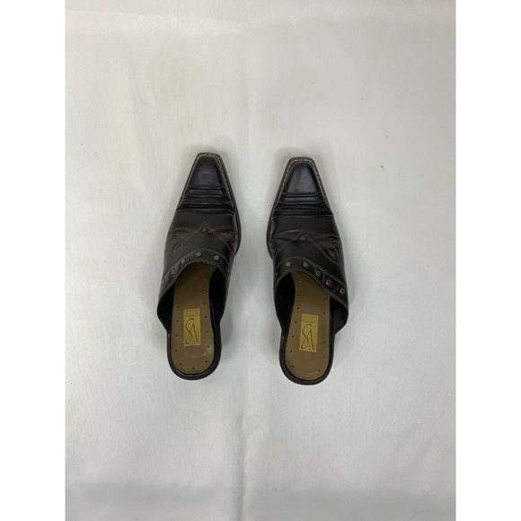 Victoria Spencer Womens 6M Brown Ranger Mule Heel Studded Slip On Clog Shoes - Picture 9 of 11